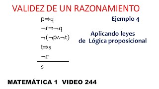 Validez de un razonamiento  Con leyes de Lógica proposicional [upl. by Yror]