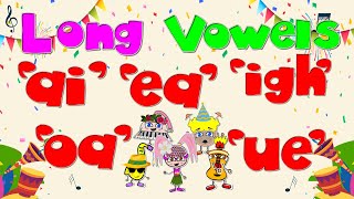 Long Vowels Compilation  ai  ea  igh oa  ue  Digraphs  Phonics Mix [upl. by Arundel167]