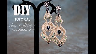 Długie makramowe kolczyki tutorial  Long macrame earrings tutorial DIY  Macrame earrings DIY [upl. by Enneira63]