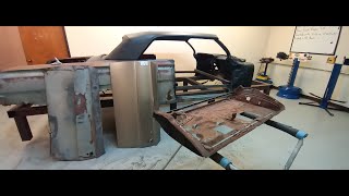 1962 Impala Restoration Part 4  Drivers door rust repair  door skin  lower section install part 1 [upl. by Ennoid]