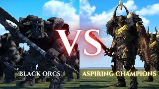 WARHAMMER III Total War  Black Orcs VS Aspiring Champions [upl. by Anuaik]