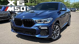 2021 BMW X6 M50i in Phytonic Blue Walkaround Review  Exhaust Sound Revs [upl. by Gerrilee]