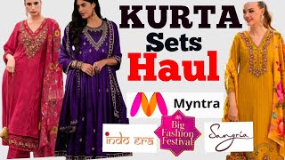 Myntra kurta set haul  Myntra Festive Sale haul  MyntraPartywearset [upl. by Shah271]