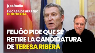 Editorial Luis Herrero Feijóo pide al Gobierno que retire la candidatura de Teresa Ribera [upl. by Anaihs]