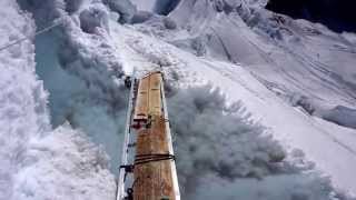 Crossing crevasse ladder on Mt Rainier [upl. by Kynthia262]