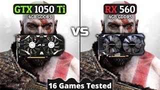 GTX 1050 Ti vs Rx 560  Battle Of Budget GPUs  16 Games Tested [upl. by Nosdivad]