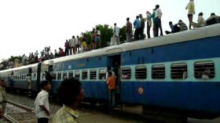 Indian Train  Crazy train full of people on the roof [upl. by Alfeus430]