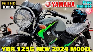 Yamaha YBR 125G 2024 Model Grey With Free Helmet Offer [upl. by Hettie579]