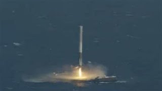 SpaceX Nails First Rocket Landing at Sea [upl. by Gunn]