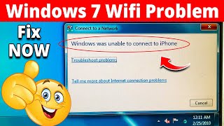 Fix  Windows Was unable to connect to wifi Windows 7 Problem⚡⚡  PC WiFi Problem [upl. by Korwun]