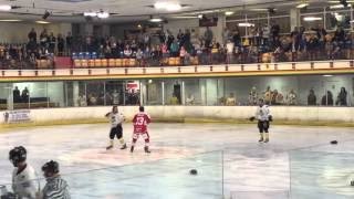 Ashley Calvert vs Sam Bullas EPL fight 20915 Sheffield Steeldogs vs Swindon Wildcats [upl. by Atnuahc]