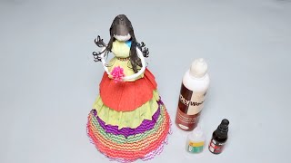 🪆DIY Doll Making Tutorial🪆How to make a Crepe Paper Doll🪆Crepe paper idea  Step by step tutorial [upl. by Assirahc92]