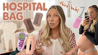 Whats in my HOSPITAL BAG  3rd baby essentials for labour amp postpartum [upl. by Letsirc]