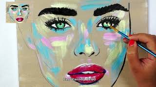 PORTRAIT ABSTRACT PAINTING  Colorful Acrylic Painting Tutorial  How to Paint [upl. by Ailehs]