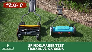 Spindelmäher Test 22  2 Geräte von Gardena und Fiskars im Vergleich [upl. by Airotel]