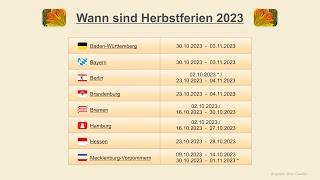 Wann sind Herbstferien 2023 [upl. by Tennos]