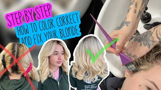 Hair Transformation How To Fix Orange Banding Dark Roots and Breakage  Platinum Color Correction [upl. by Yrrek843]