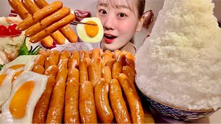 ASMR Sausage 1kg and Fried Egg【Mukbang Eating Sounds】【English subtitles】 [upl. by Verge]