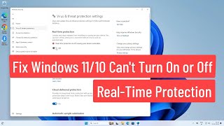 Fix Windows 1110 Cant Turn On or Turn Off Real Time Protection [upl. by Sitarski]