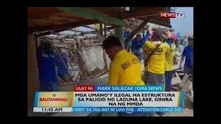 Mga umanoy ilegal na estruktura sa paligid ng Laguna Lake giniba na ng MMDA [upl. by Ayt549]