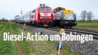 DieselAction um Bobingen Bauzug mit SGL Gravita IC2085 mit Guste SETG Vossloh G1700 am Lechfeld [upl. by Lucais]