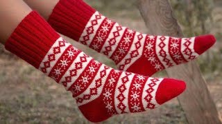 Socks knitting pattern in multiple colour design [upl. by Etiuqram]