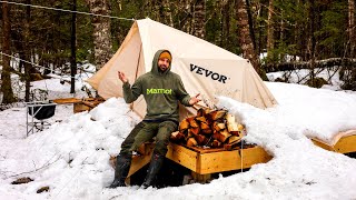 OFF GRID LIVING IN WINTER AND CAMPING IN SNOW [upl. by Eudora]