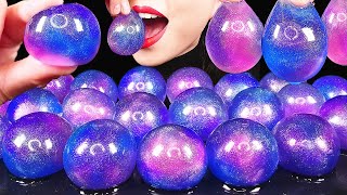 ASMR GALAXY EDIBLE WATER BOTTLE NO PLASTIC HOW TO MAKE WATER FOOD GIANT POPPING BOBA EATING SOUNDS [upl. by Letnahc]