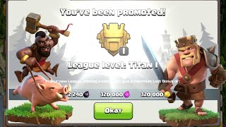 Most rushed TH16 gets to TITAN LEAGUE 1 clashofclans [upl. by Drwde]