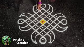 Easy sikku kolam Kambi kolam  Melikala muggulu  7x1 dot neli kolam  Beautiful Kambi kolam [upl. by Strep]