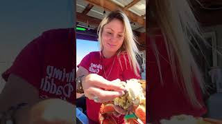 CRAB CLEANINGWITH CHElSIE dungenesscrab seafood crab crablover waldportoregon tackleshop [upl. by Neleh229]