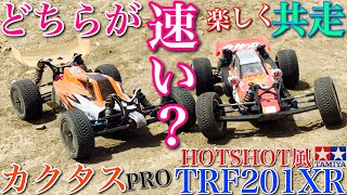 【ラジコン】3レーシング カクタス PRO と タミヤ ホットショット 風 TRF201XR どちらが 速い ❗️ [upl. by Atirma]