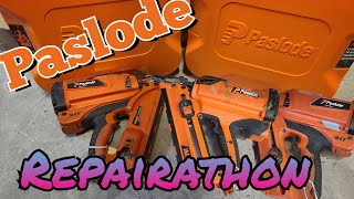 Repairing a servicing a bunch of Paslode nails guns repairathon video IM350 [upl. by Nelleus]