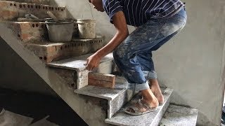 Amazing Techniques Smart Contruction Skills  Building And Installation A Granite Stairs [upl. by Auoy993]