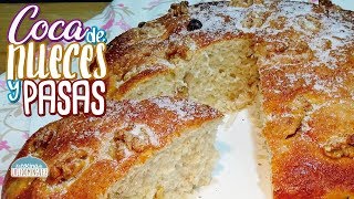 Coca de nueces y pasas o pan dulce de nueces y pasas  Receta tradicional  Loli Domínguez [upl. by Anaugahs]