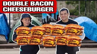 COOKING DELICIOUS DOUBLE BACON CHEESEBURGER FOR THE HOMELESS COMMUNITY [upl. by Yolane]