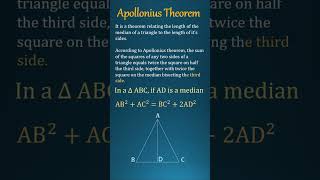 Apollonius Theorem mathematics triangle geometry median [upl. by Hutchins381]