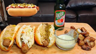 FANCY APPLE AND SAGE HOT DOGS WITH POTATOES AND STRAWBERRRY SODA FAST FOOD MUKBANG EATING SHOW [upl. by Vassar952]