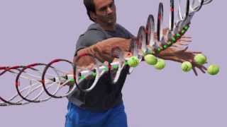 Federer Forehand Right High Ball 3 Super Slow Motion [upl. by Elburt793]