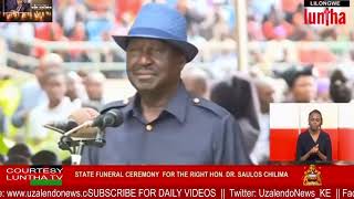 Raila Odingas Speech In Malawi During State Funeral Of Late VP Saulos Chilima Lilongwe [upl. by Nared]