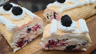 The BEST Pavlova Roll  Delicious and Easy Meringue Roll [upl. by Vladi]