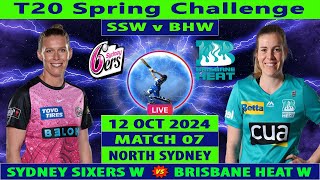 Sydney Sixers Women vs Brisbane Heat Women  SSW vs BHW  7th Match of T20 Spring Challenge 2024 [upl. by Imelida]