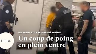 Un agent de sécurité de la RATP frappe un homme dans le métro à Paris [upl. by Bryana]