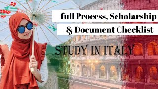 Study in Italy full process scholarship amp Document Checklist 🇮🇹 [upl. by Cas477]