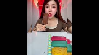 Asmr eating ice cream flavor chocolate mango avocado Crispy delicious short video [upl. by Mattah]