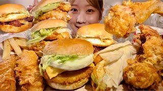 ASMR KFC Tsukimi Burger【Mukbang Eating Sounds】【English subtitles】 [upl. by Jedediah250]