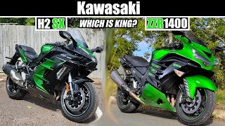 Ride Comparison  Kawasaki H2 SX vs ZZR1400  ZX14R  Which Is The ULTIMATE Sport Tourer [upl. by Jarret705]