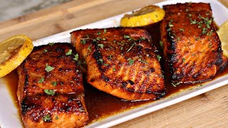 Air Fryer Honey Garlic Glazed Salmon Recipe [upl. by Trent]