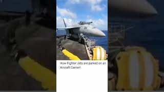 How Fighter Jets are parked on an Aircraft Carrier plane aviation fighterplanes pilot [upl. by Htiel]