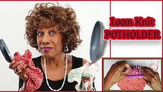 How to Loom Knit a Pot Holder  How to make a Pot Holder with Loom Knitting  Wambui Made It [upl. by Malchy348]